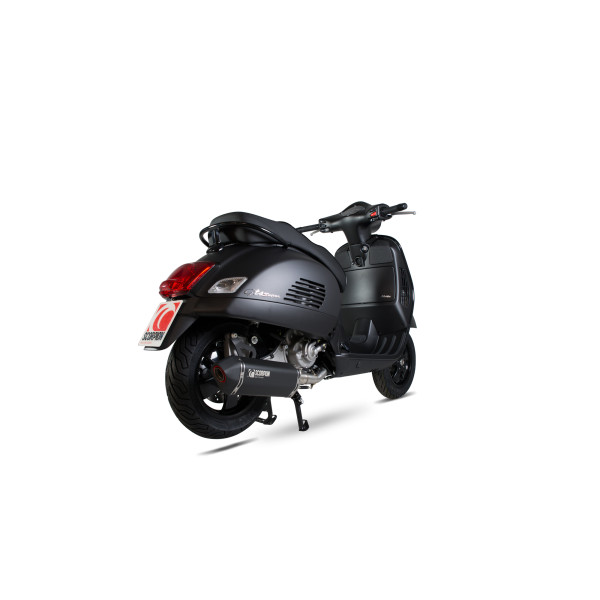 Scorpion Exhaust Vespa GTS 125, 2009-17 / GTS250, 2005-13 / GTS300, 2008-18 / GTV250, 2006-13 / GTV300, 2010-18 2005 - 2017 Serket Parallel Full System Black Ceramic Coated Sleeve